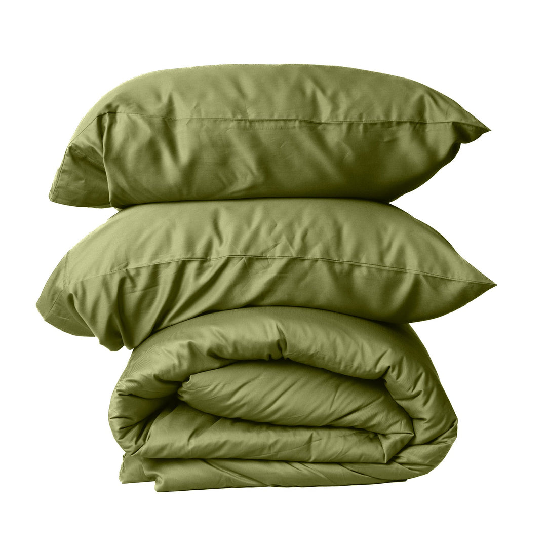 Pack Luxury Premium Avocado Green: Plumón + Set de Funda de Plumón de Bambú - RimboccareLuxury Comfort Perú